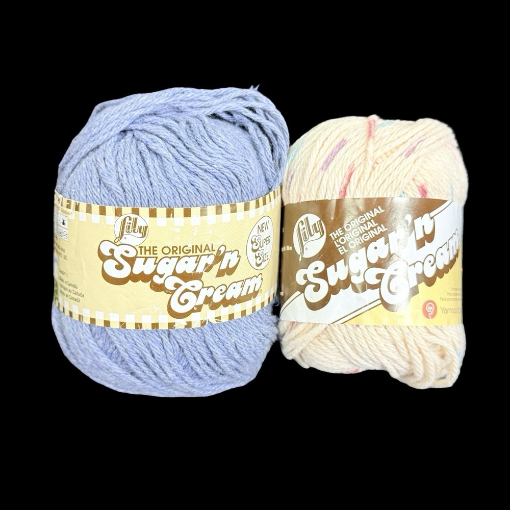 Lily The Original Sugar n Cream 100% Cotton Yarn Blue Jeans & Potpourri Ombre